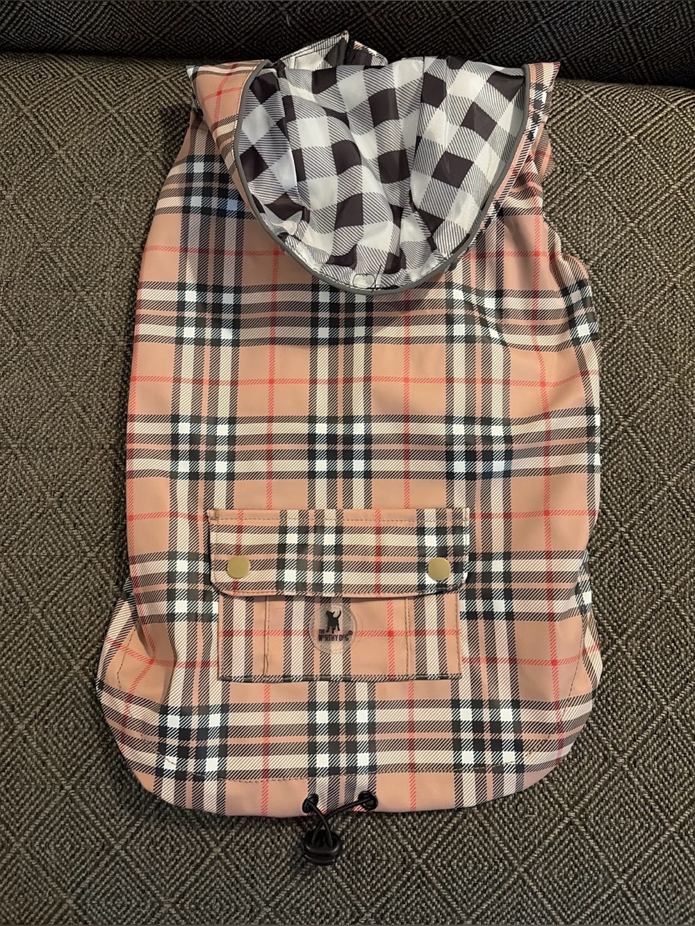 The Worthy Dog Water-Resistant Plaid London Raincoat Size Medium